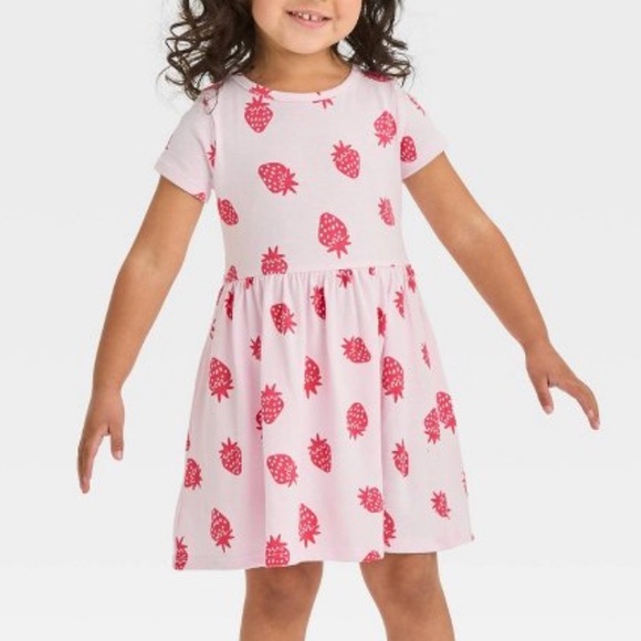 Cat & Jack Toddler Girls' Strawberry Short Sleeve
Dress - Pink 18M - Picture 4 of 7